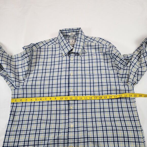 Peter Millar Men's Shirt Blue Plaid Button Down Front Cotton SIze Large - Picture 8 of 11